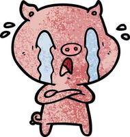 crying pig cartoon vector