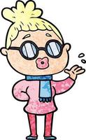 cartoon woman wearing spectacles vector