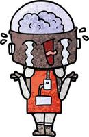 cartoon crying robot shrugging shoulders in confusion vector