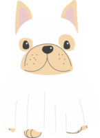 söt franska bulldogg hund i halloween kostym platt stil png