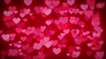 Abstract gradient background with red hearts shape flowing - inf video