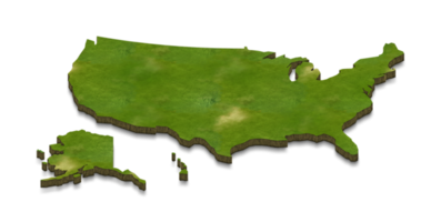 3D map illustration of usa png