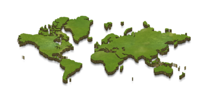 Illustrazione della mappa 3d del mondo png