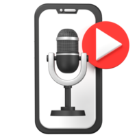 Application mobile de podcast 3d, concept de diffusion. png