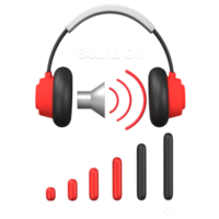 Representación 3d del sonido en la ilustración del icono, concepto de radiodifusión. png