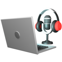 Podcast en línea de renderizado 3d, concepto de transmisión. png