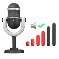 renderização 3D do microfone na ilustração do ícone, conceito de transmissão. png