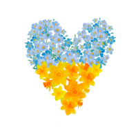 Watercolor Ukrainian flowers heart png