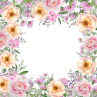 Watercolor flowers and herbs frame png