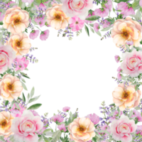 vattenfärg blommor och örter ram png