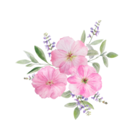 bouquet de fleurs aquarelle avec roses et herbes png