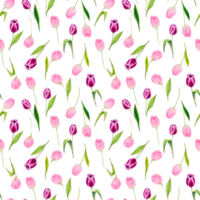 Watercolor spring flowers pattern png
