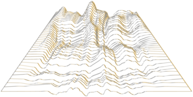 abstrakte 3D-Darstellung einer Goldkugel mit chaotischer Struktur. futuristische Form. Sci-Fi-Hintergrund mit Wireframe und Globus png