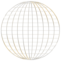 Abstract 3d rendering of gold sphere with chaotic structure. Futuristic shape. Sci-fi background with wireframe and globe png