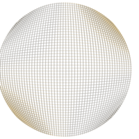 renderização 3d abstrata da esfera de ouro com estrutura caótica. forma futurista. fundo de ficção científica com wireframe e globo png