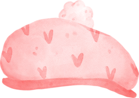 mignon noël hiver doux coeur rose bonnet chapeau aquarelle main dessiner illustration png