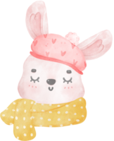 linda navidad invierno rosa gorro acuarela mano dibujar ilustración png