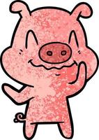 nervous cartoon pig vector