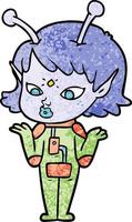 pretty cartoon alien girl vector