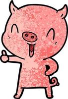 happy cartoon pig vector