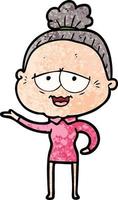 cartoon happy old lady vector