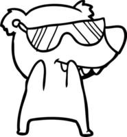 cartoon bear wearing sunglasses vector