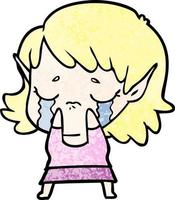 cartoon crying elf girl vector