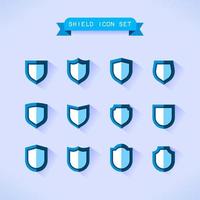 Blue Shield Icon Set vector