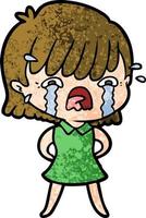 cartoon girl crying vector