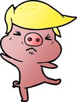 cartoon furious pig vector