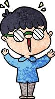 cartoon boy wearing spectacles vector