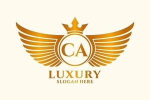 Luxury royal wing Letter CA crest Gold color Logo vector, Victory logo, crest logo, wing logo, vector logo template.