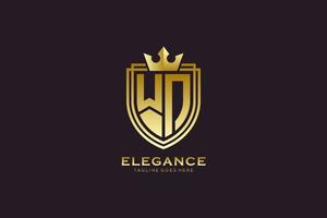 initial WN elegant luxury monogram logo or badge template with scrolls and royal crown - perfect for luxurious branding projects vector