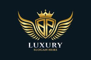 Luxury royal wing Letter BP crest Gold color Logo vector, Victory logo, crest logo, wing logo, vector logo template.