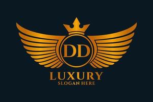 Luxury royal wing Letter DD crest Gold color Logo vector, Victory logo, crest logo, wing logo, vector logo template.