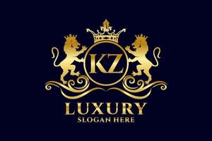 Initial KZ Letter Lion Royal Luxury Logo template in vector art for luxurious branding projects and other vector illustration.