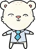 oficinista de oso polar de dibujos animados feliz vector