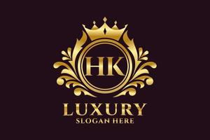 Initial HK Letter Royal Luxury Logo template in vector art for luxurious branding projects and other vector illustration.