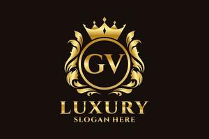 Initial GV Letter Royal Luxury Logo template in vector art for luxurious branding projects and other vector illustration.