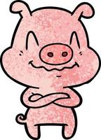 nervous cartoon pig vector