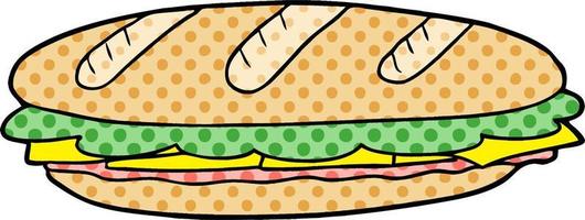 sándwich de baguette de dibujos animados vector