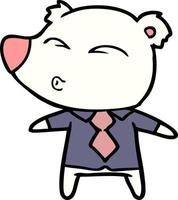oso polar en dibujos animados de camisa y corbata vector