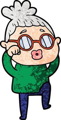 cartoon tired woman wearing spectacles