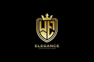 initial WT elegant luxury monogram logo or badge template with scrolls and royal crown - perfect for luxurious branding projects vector