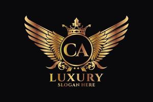Luxury royal wing Letter CA crest Gold color Logo vector, Victory logo, crest logo, wing logo, vector logo template.