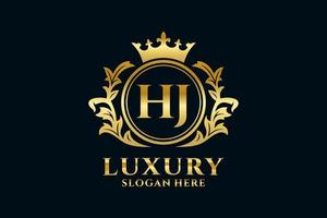 Initial HJ Letter Royal Luxury Logo template in vector art for luxurious branding projects and other vector illustration.