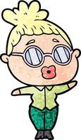 cartoon woman wearing spectacles vector