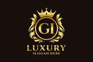 Initial GI Letter Royal Luxury Logo template in vector art for luxurious branding projects and other vector illustration.