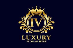 Initial IV Letter Royal Luxury Logo template in vector art for luxurious branding projects and other vector illustration.