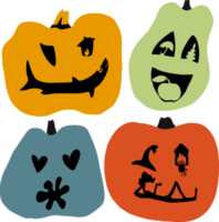 Set of funny pumpkins with different silhouettes. png